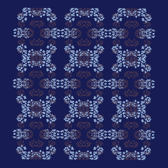 blue background with white and purple leaves